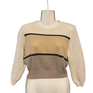 Diarte Knit Sweater Stripe 3/4 Sleeve